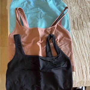 All in Motion Ribbed Tank Tops - Black and Brown